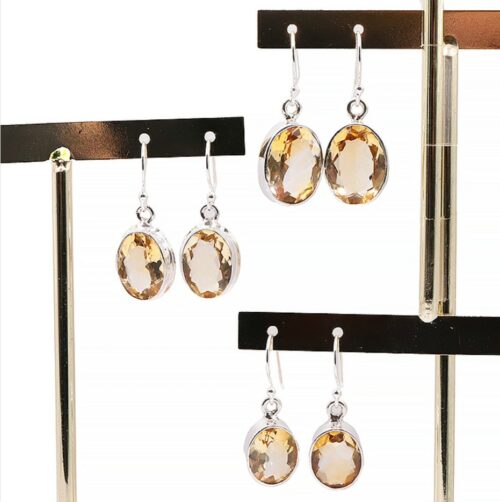 Boucle d'oreille Citrine Naturelle Facettée Argent 925 – Image 2
