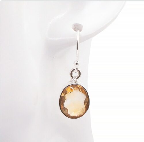 Boucle d'oreille Citrine Naturelle Facettée Argent 925