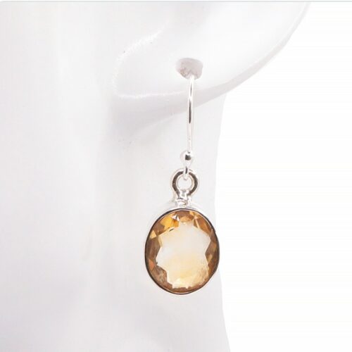 Boucle d'oreille Citrine Naturelle Facettée Argent 925