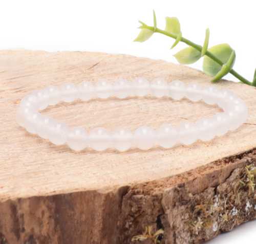 Bracelet Agate Blanche Boules 6 mm