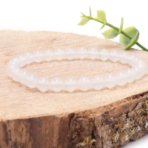 Bracelet Agate Blanche Boules 6 mm