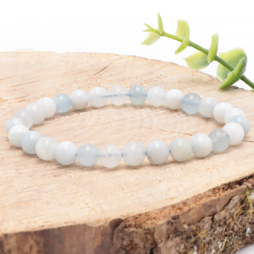 Bracelet Aigue Marine Boules 8 mm