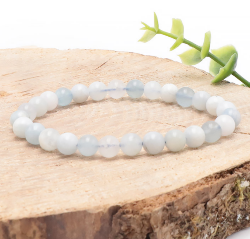 Bracelet Aigue Marine Boules 6 mm