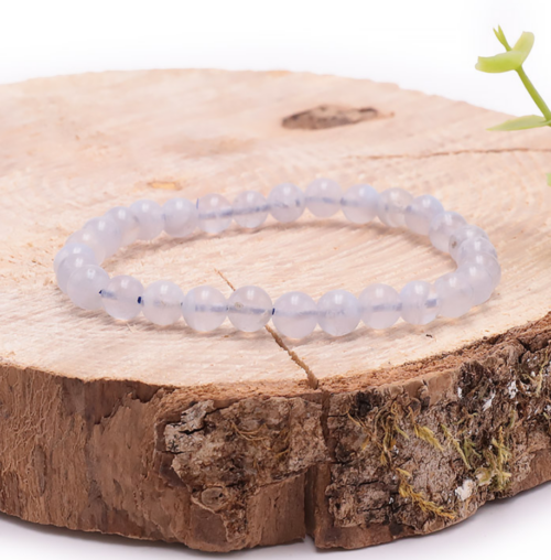 Bracelet Calcédoine Bleue Boules 8 mm