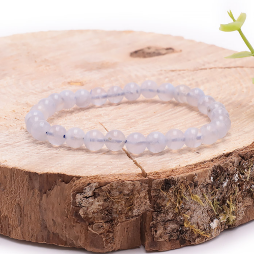 Bracelet Calcédoine Bleue Boules 6 mm