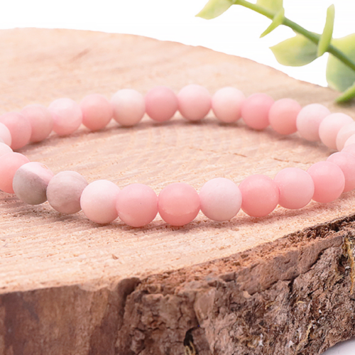 Bracelet Opale Rose Boules 6 mm