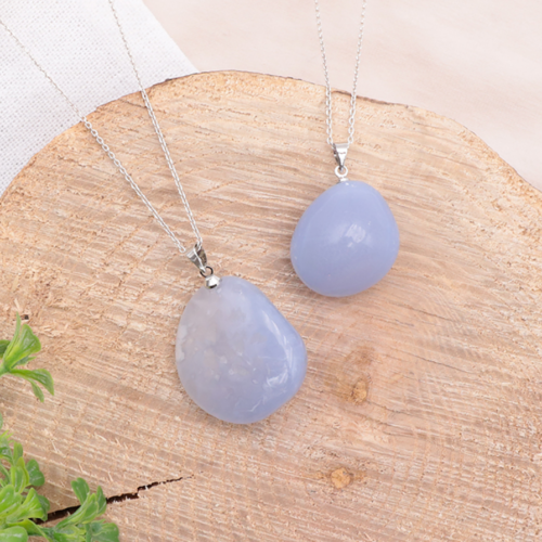 Pendentif Calcédoine Bleue