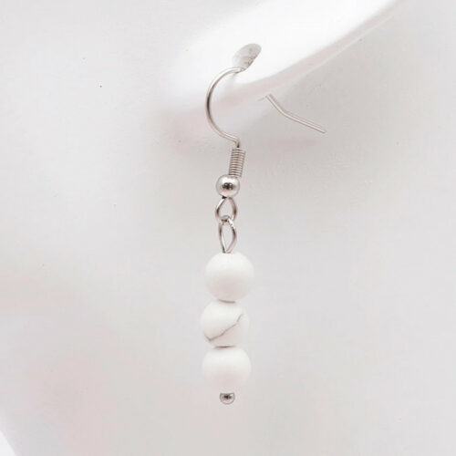 Boucle d'oreille Howlite blanche