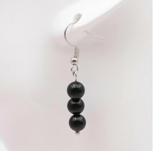 Boucle d'oreille Obsidienne Noire