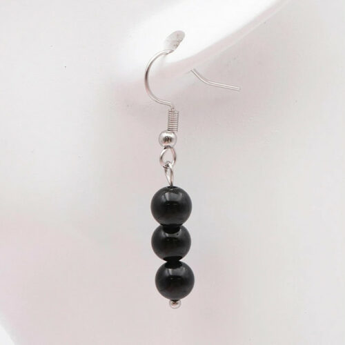 Boucle d'oreille Obsidienne Noire