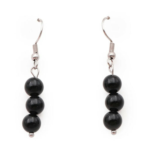 Boucle d'oreille Obsidienne Noire – Image 2