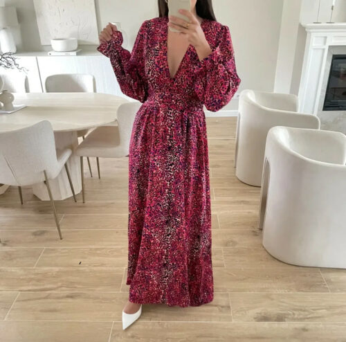 Robe longue léopard