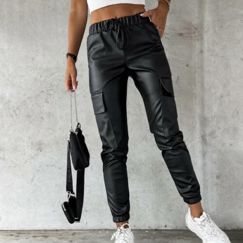Pantalon cargo smili cuir